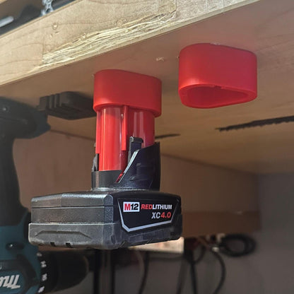 Milwaukee Wall Mounts for M12 Batteries - Durable PETG Material - Lifetime Guarantee - Secure Friction Fit - Made in USA NW3DPrinting Black-1 Pack