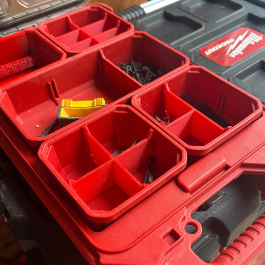 Dividers for Milwaukee Packout Low Profile Bins (3,4,6 Space) NW3DPrinting Black-3 Spot