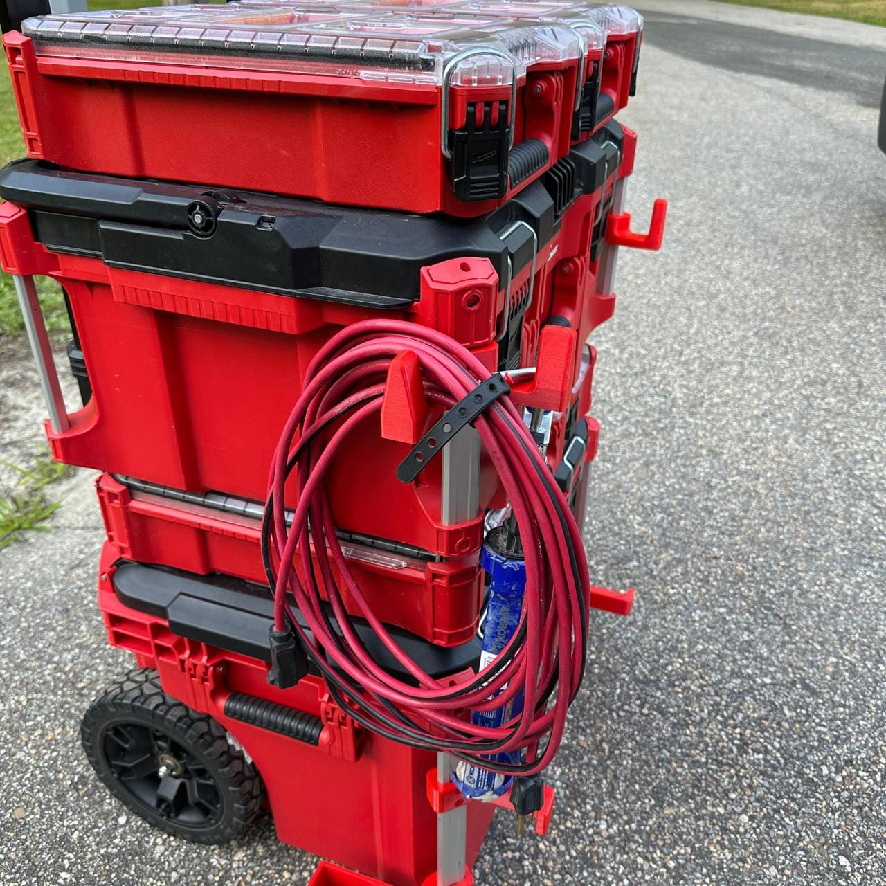 Milwaukee Hook for Packout - Red Plastic Design with Multiple Cutouts for Versatile Use NW3DPrinting