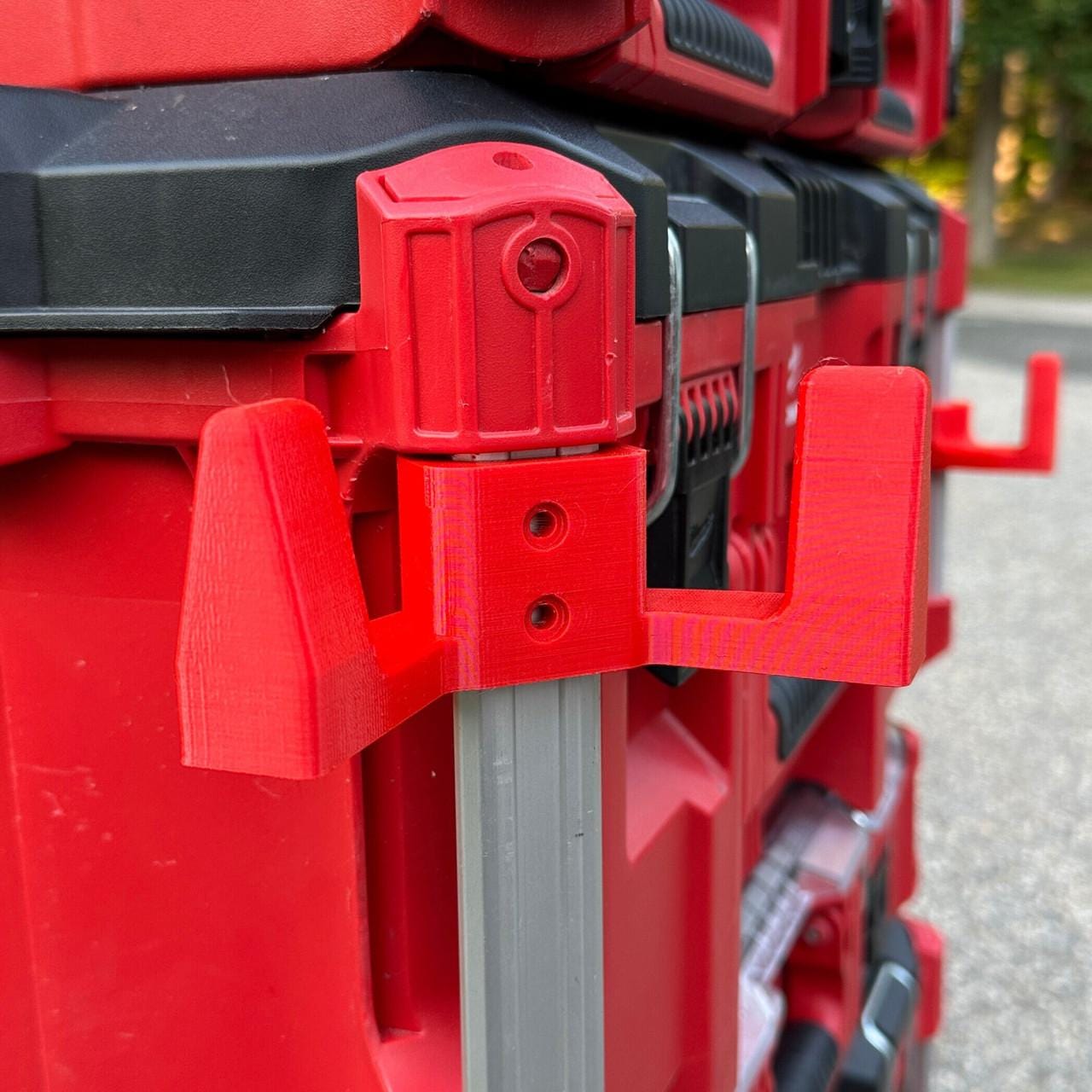 Milwaukee Hook for Packout - Red Plastic Design with Multiple Cutouts for Versatile Use NW3DPrinting