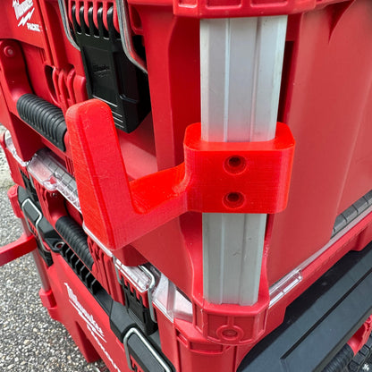 Milwaukee Hook for Packout - Red Plastic Design with Multiple Cutouts for Versatile Use NW3DPrinting Single Hook- Left