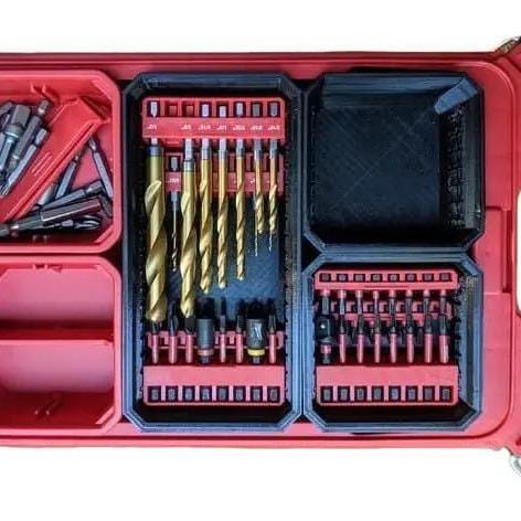 Slim Packout Bins for Milwaukee Bit Holders - 4x4 & 4x8 Sizes - Durable PETG Material - Lifetime Guarantee - Made in USA NW3DPrinting